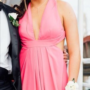Long pink prom dress